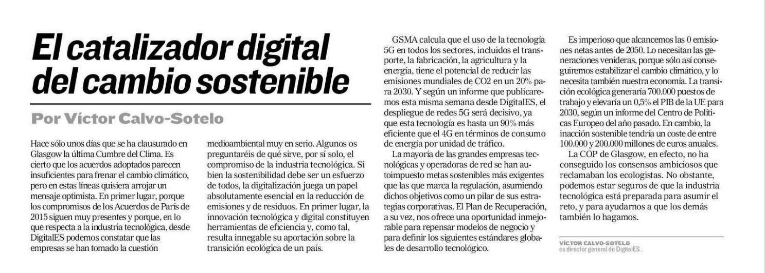 digitalización sostenibilidad transición ecológica 5G